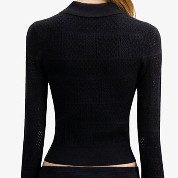 The Kooples Black Knit Polo Sweater - Picture 3 of 14